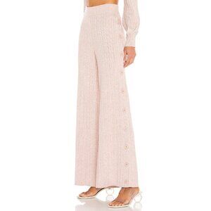 Michael Costello x Revolve Kalina Side Button Pant M Cable Knit Sweater Oatmeal